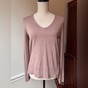 Zara Women's Long Sleeve High Low V Neck Lightweight Knit Top - S